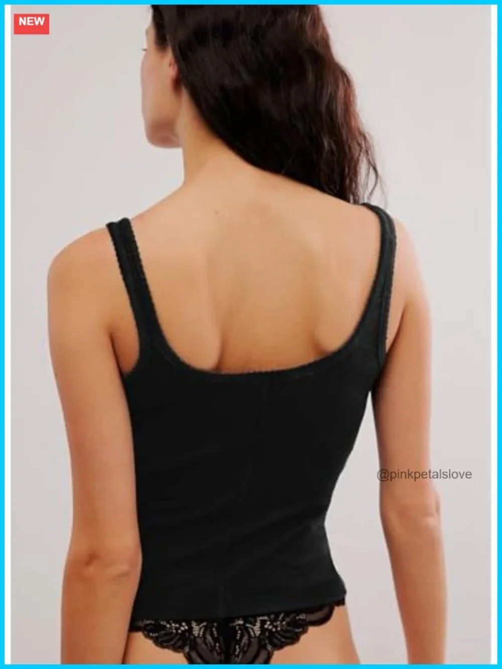 Ribbed Knit Button Front Tank Top Square Neck Picot Trim Slim Fitted Y2K